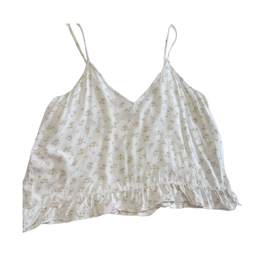Volcom Camisole Top Euro Summer Beach Cottagecore Coquette Floral White Yellow